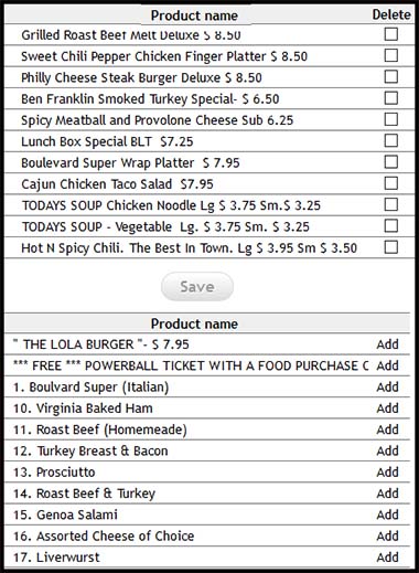 daily faxing product menu